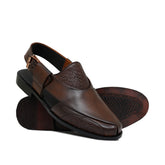 Brown Classy Textured Peshawari Chappal DZ61