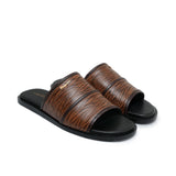Brown Embossed Comfort Slipper SA97