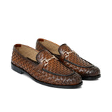Brown Woven Shoes with Gold Buckle FZ45