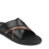 Black & Brown Cross-Strap Slippers SA63