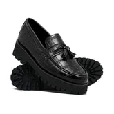 High Sole Black Croc Shoe FU06