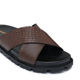 Brown Cross Slipper SA123