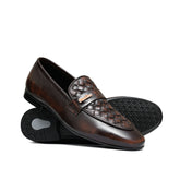 Brown Top Woven Leather Shoe PJ11