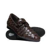 Brown Woven Leather Shoe PJ01