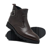 Brown Strap Leather Chelsea Boots PU01
