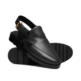 Black Leather Sandal Da07