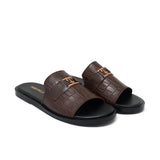Brown Croc Leather Slipper SA69