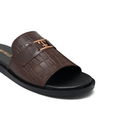Brown Croc Leather Slipper SA69