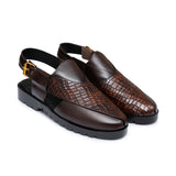 Brown Croc Leather Sandal Da22