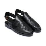 Black Leather Sandal Da08