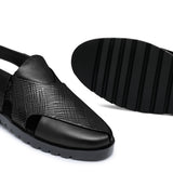 Black Leather Sandal Da02