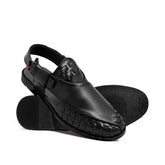 Royal Black Woven Peshawari Chappal DT02