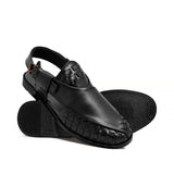 Royal Black Woven Peshawari Chappal DT02