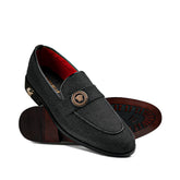 Black Shoe with Gold Lion Emblem FZ36