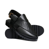 Black Leather Sandal Da08