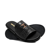 Black Croc Leather Slipper SA70