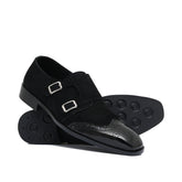 Black Two Monk Leather Shoe Ph12