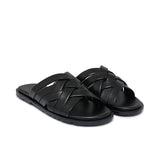 Black Leather Slipper SA144