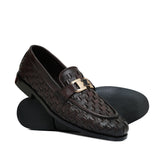 Brown Woven Shoes with Gold Bit FZ48