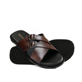 Brown Double Buckle Slippers SA91