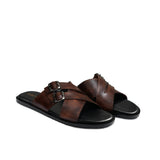 Brown Double Buckle Slippers SA91