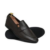 Textured Brown Slip-On Shoes PA43