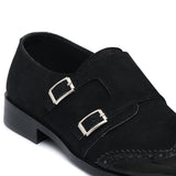 Black Two Monk Leather Shoe Ph12
