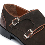 Brown Two Monk Leather Shoe Ph15