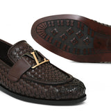 Brown Woven Shoe with LV Buckle FZ50