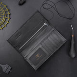 Men Leather Black Long Wallet Q9
