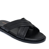 Black Leather Slipper SA138