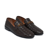 Brown Woven Leather Shoe Ph13