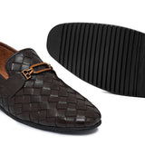 Brown Woven Leather Shoe Ph13