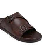 Dual-Buckle Brown Formal Slipper SA62