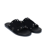 Black Suede Studded Slipper SZ04