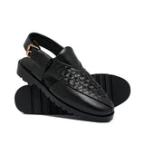 Black Woven Peshawari Chappal Da35