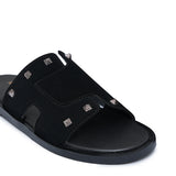 Black Suede Studded Slipper SZ04
