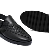 Black Woven Peshawari Chappal Da35