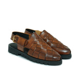Tan Croc Leather Peshawari Chappal DZ48