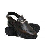Burnished Black Leather Strap Chappal DAZ10