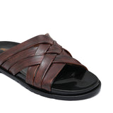 Brown Six Strap Slipper SA160
