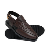 Brown Woven Peshawari Chappal Da34