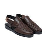 Brown Woven Peshawari Chappal Da34