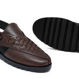 Brown Woven Peshawari Chappal Da34