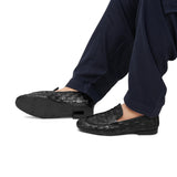 Black Leather Woven Shoe PA03
