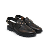 Burnished Black Leather Strap Chappal DAZ10