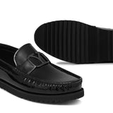 Black Patent Elegant Buckle Loafer LZ04