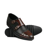 Luxe Dual-Buckle Croc Monk Shoe FZ35