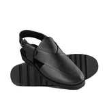 Black Cross-Strap Leather Sandal DZ05