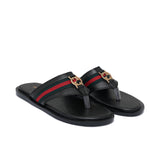Black Leather Slipper SA132